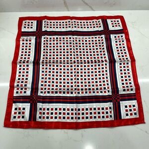 Vintage Foulards & Accessoires Scarf Handkerchief Red White Blue Geometric Japan